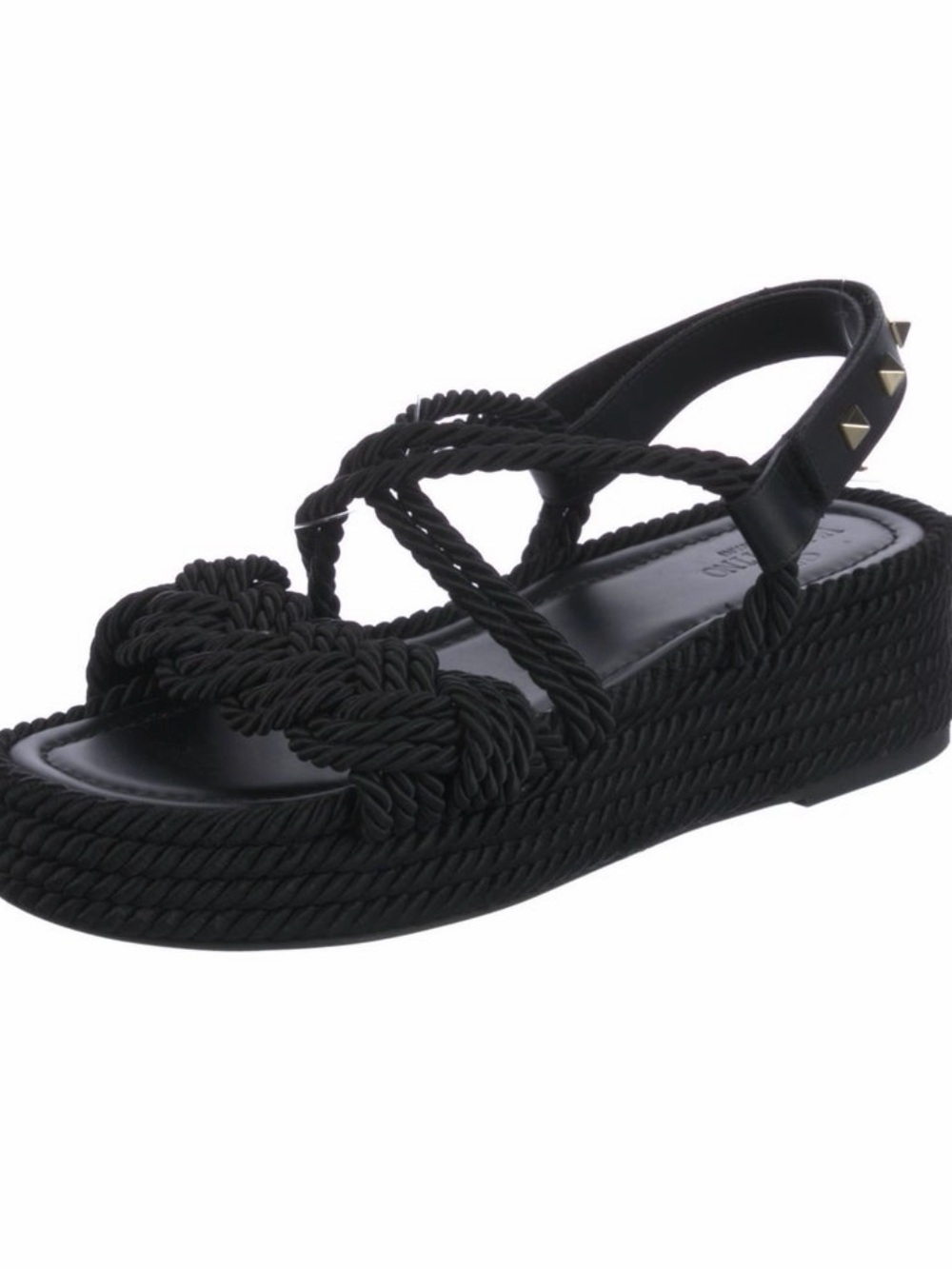 Valentino Garavani Black Braided Rope Sandals - Picture 2 of 10